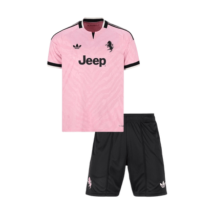 Kids Juventus Away Soccer Jersey Kit (Jersey+Shorts) 2026/27 Pink