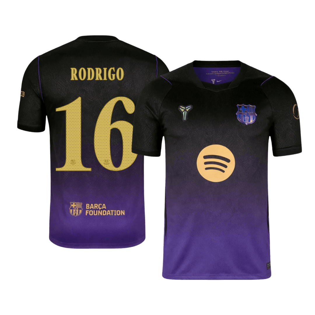RODRIGO #16 Barcelona x Kobe Bryant Away Soccer Jersey 2026/27 Black/Purple- UCL