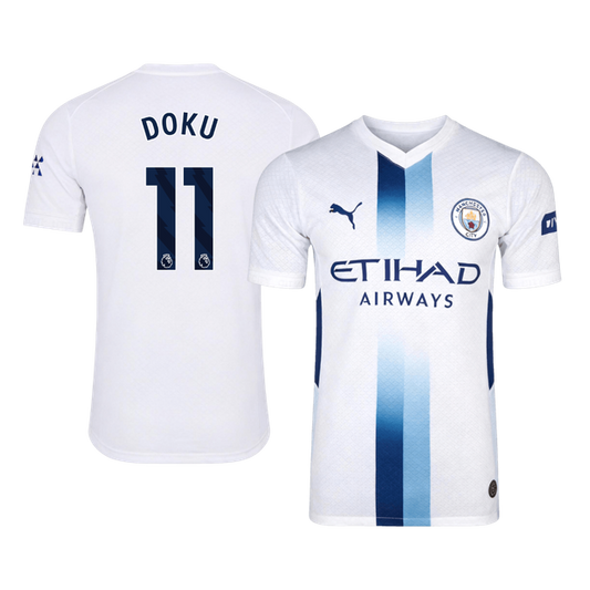 DOKU #11 Manchester City Third Football Jersey 2026/27 White