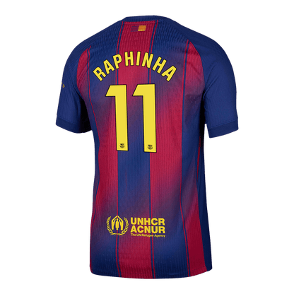 Authentic RAPHINHA #11 Barcelona Home Soccer Jersey 2025/26 Red&Blue