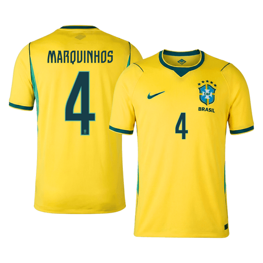 MARQUINHOS #4 Brazil Home Football Shirt World Cup 2026 Yellow