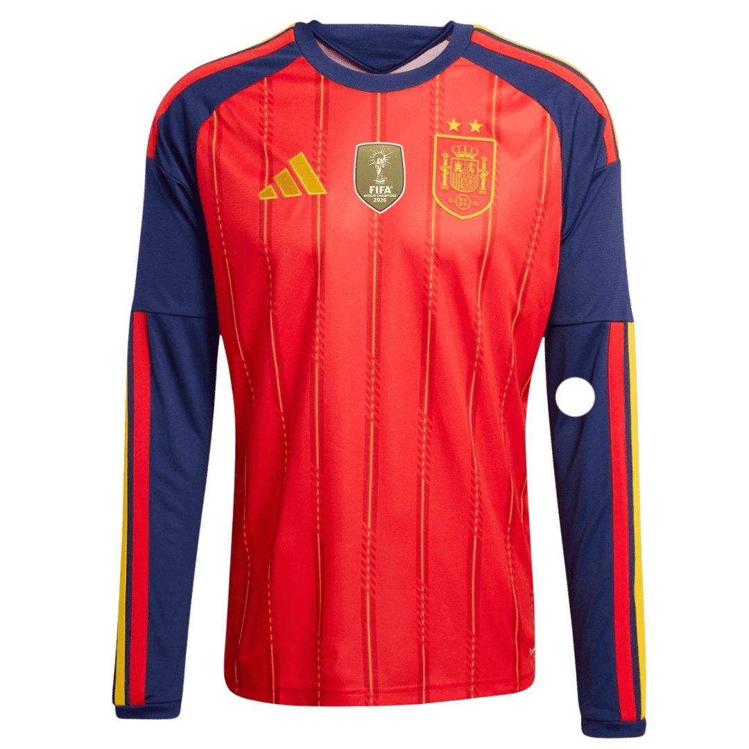 Spain 2-Star 2026 World Cup Champions Home Long Sleeve Soccer Jersey