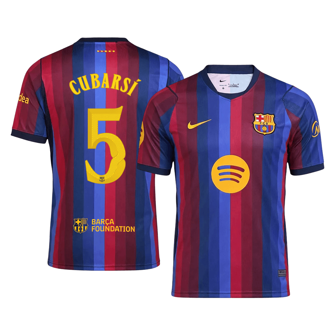 CUBARSÍ #5 Men Fan 26/27 Barcelona Home Soccer Jersey Short Sleeve Blue&Garnet - UCL