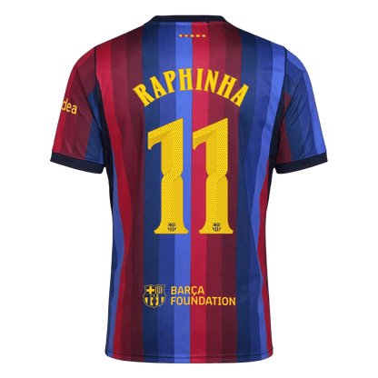RAPHINHA #11 Men Fan 26/27 Barcelona Home Soccer Jersey Short Sleeve Blue&Garnet - UCL
