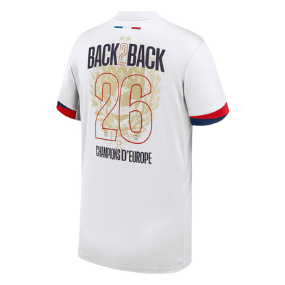 2024/26 PSG Away Soccer Jersey Champions of Europe 2026 Print White