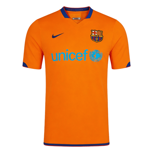 Men Retro Fan Version 06/07 Barcelona Away Soccer Jersey Short Sleeve Orange