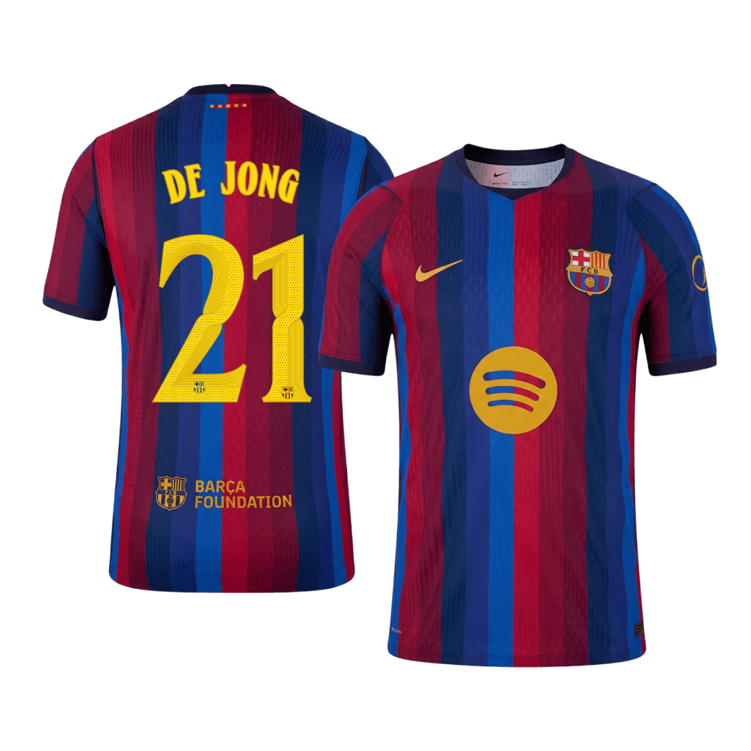 player version F. DE JONG #21 Barcelona Home Soccer Jersey 2026/27