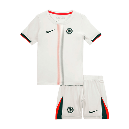 Kid's Chelsea Away Soccer Jersey Kit(Jersey+Shorts) 2025/26 White