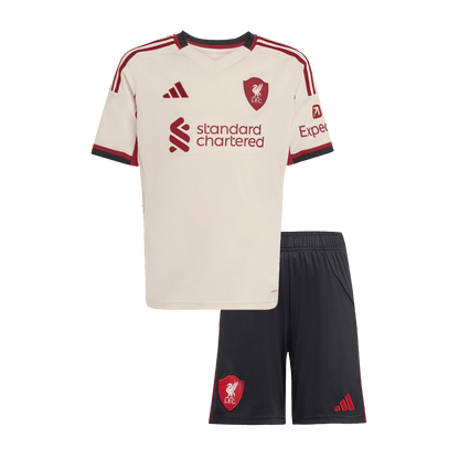 Kid's Liverpool Away Soccer Jersey Kit(Jersey+Shorts) 25/26 White