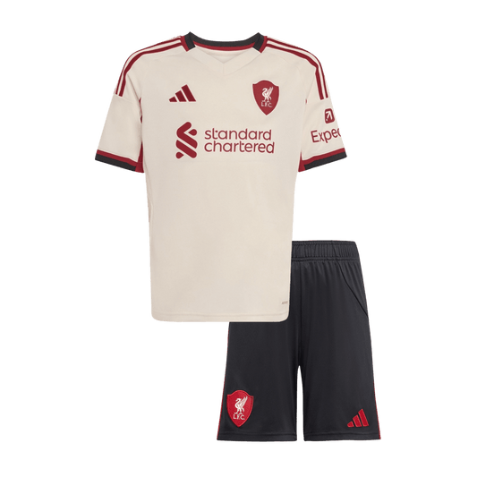 Kid's Liverpool Away Soccer Jersey Kit(Jersey+Shorts) 25/26 White