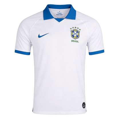 Men Retro Fan Version Brazil Away Soccer Jersey 2019 White