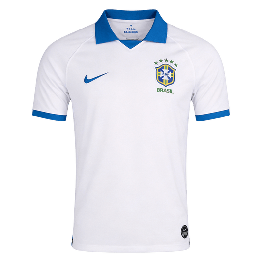 Men Retro Fan Version Brazil Away Soccer Jersey 2019 White