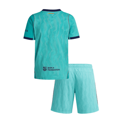 Player Version Kids Barcelona Third Soccer Jersey Kit (Jersey+Shorts) 2026/27 Blue