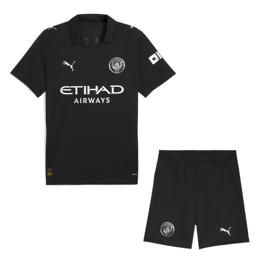 Manchester City Away Soccer Jersey Kit(Jersey+Shorts) 2025/26 Black