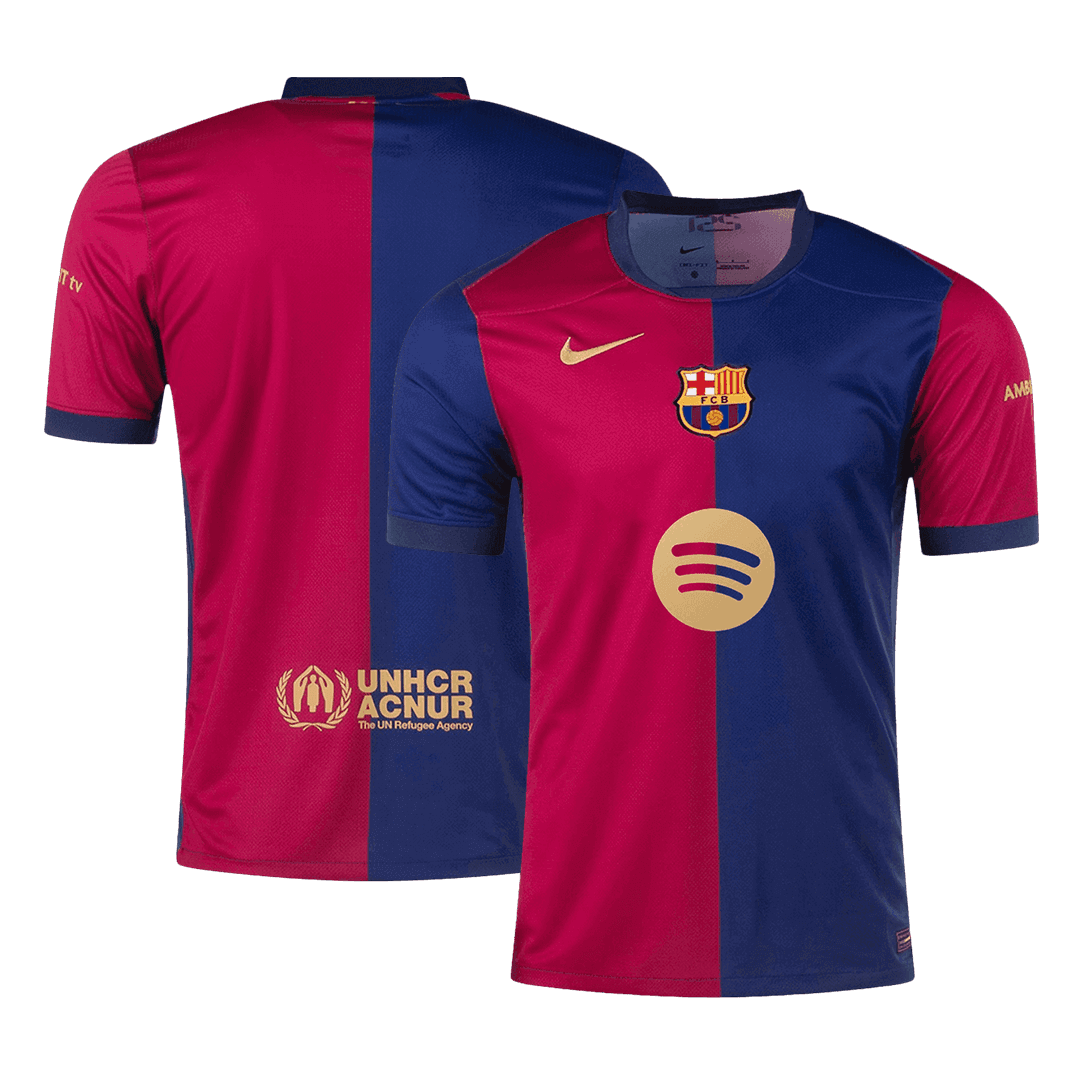 Barcelona Home Football Shirt 2024/25 - Spotify Logo Without Text Football Kit UK