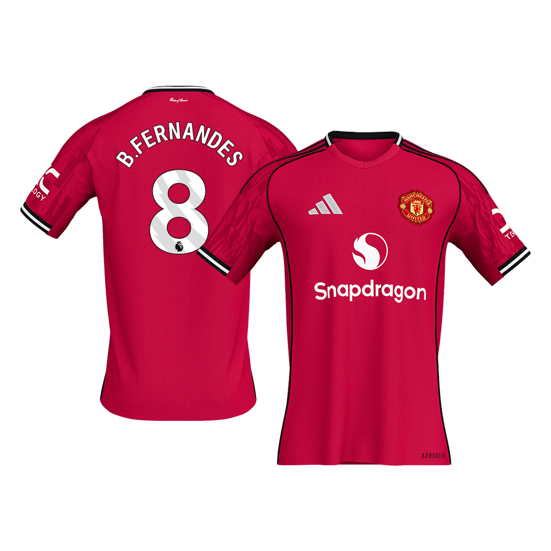 B.FERNANDES #8 Manchester United Home Soccer Jersey 2025/26 Red