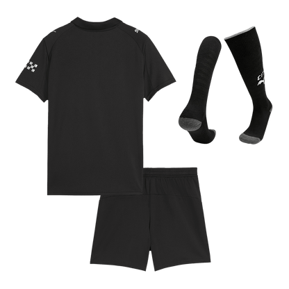 Kid's Manchester City Away Soccer Jersey Kit(Jersey+Shorts+Socks) 2025/26 Black
