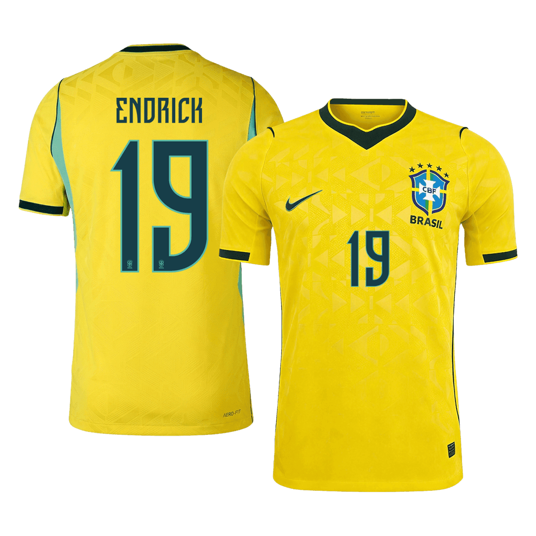 Authentic ENDRICK #19 Brazil Home Soccer Jersey 2026