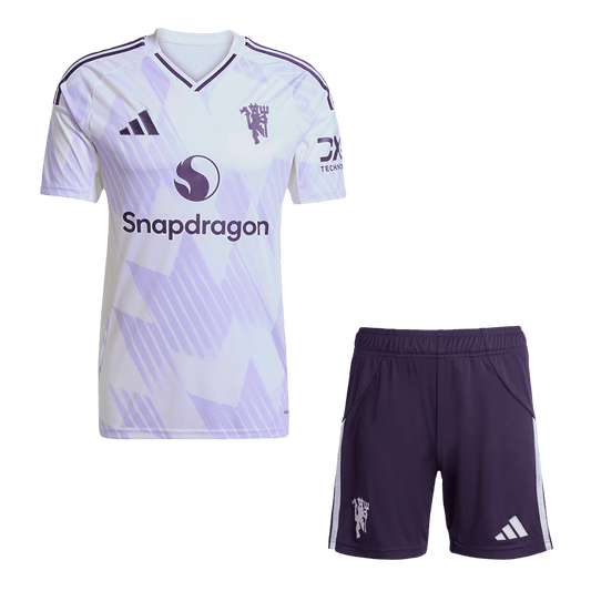 Manchester United Away Soccer Jersey Kit(Jersey+Shorts) 2025/26 White