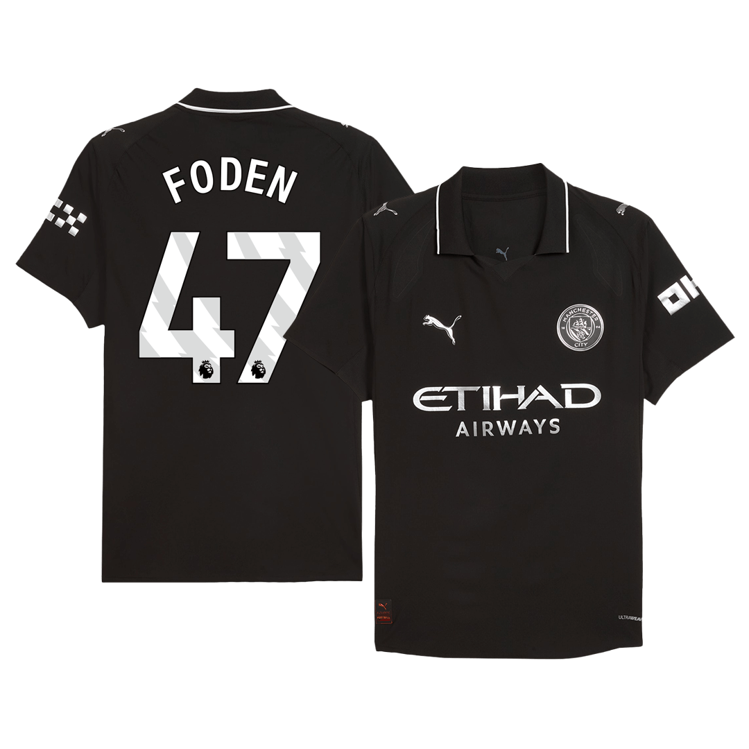 Authentic FODEN #47 Manchester City Away Soccer Jersey 2025/26 Black