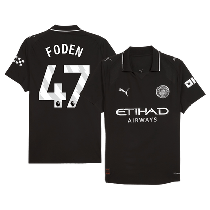 Authentic FODEN #47 Manchester City Away Soccer Jersey 2025/26 Black