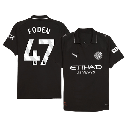 Authentic FODEN #47 Manchester City Away Soccer Jersey 2025/26 Black