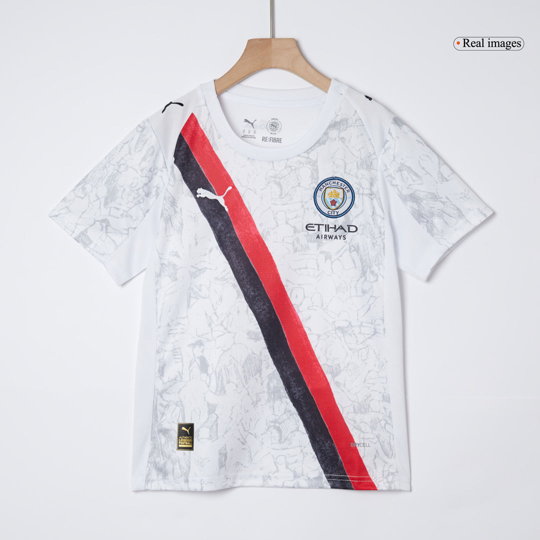 Kid's Manchester City KidSuper Soccer Jersey Kit(Jersey+Shorts) 2025/26 White - Club World Cup