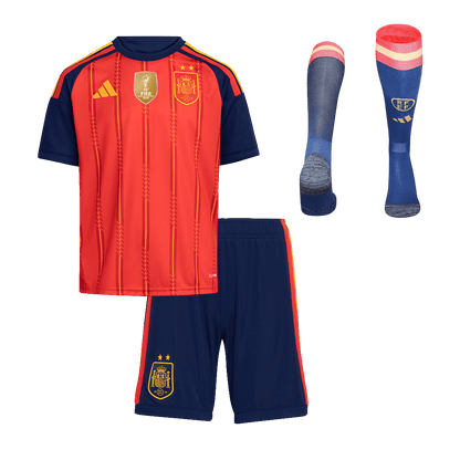 Kid's Spain Champion Edition Home Soccer Jersey Kit(Jersey+Shorts+Socks) World Cup 2026 Red