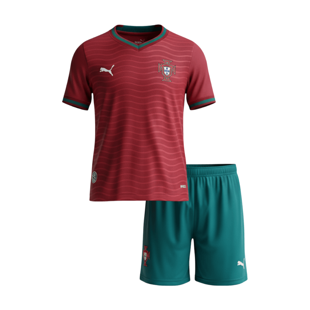 Kid's Portugal Home Soccer Jersey Kit(Jersey+Shorts) 2026
