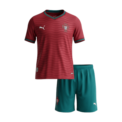 Kid's Portugal Home Soccer Jersey Kit(Jersey+Shorts) 2026