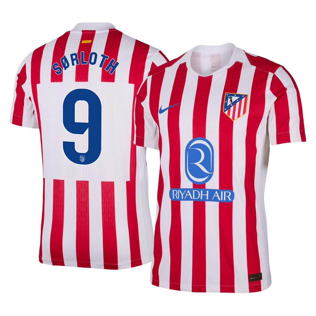 Player Version SØRLOTH #9 Atletico Madrid Home Soccer Jersey 2025/26