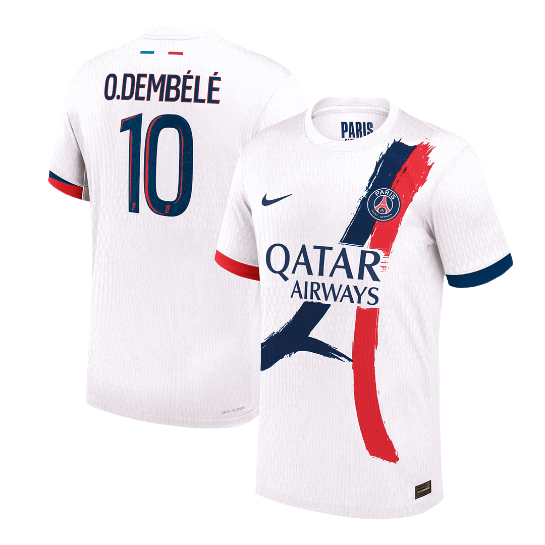 Authentic  O.DEMBÉLÉ #10 PSG Away Soccer Jersey 2024/25 White