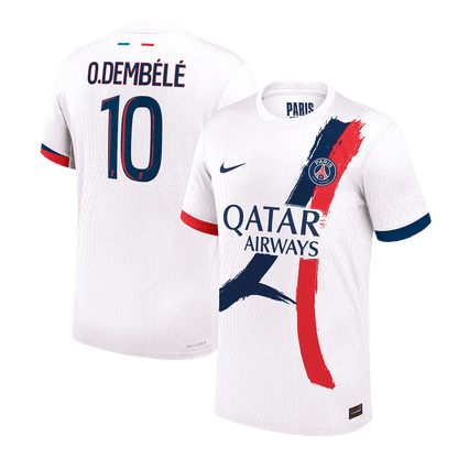 Authentic  O.DEMBÉLÉ #10 PSG Away Soccer Jersey 2024/25 White