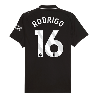 Authentic RODRIGO #16 Manchester City Away Soccer Jersey 2025/26 Black