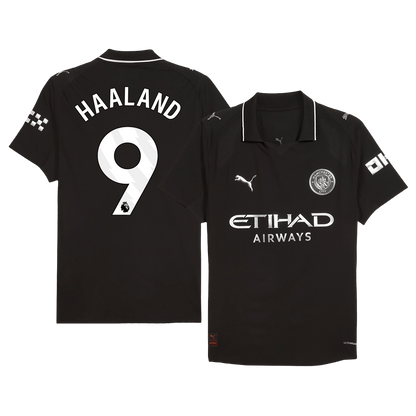 Authentic HAALAND #9 Manchester City Away Soccer Jersey 2025/26 Black