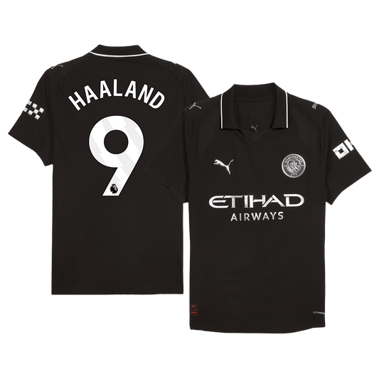 Authentic HAALAND #9 Manchester City Away Soccer Jersey 2025/26 Black