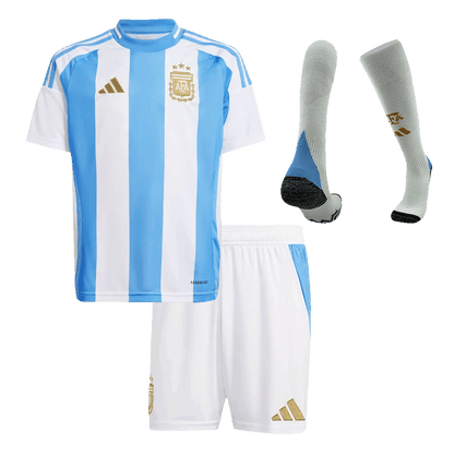Kid's Argentina Home Soccer Jersey Kit(Jersey+Shorts+Socks) Copa America 2024