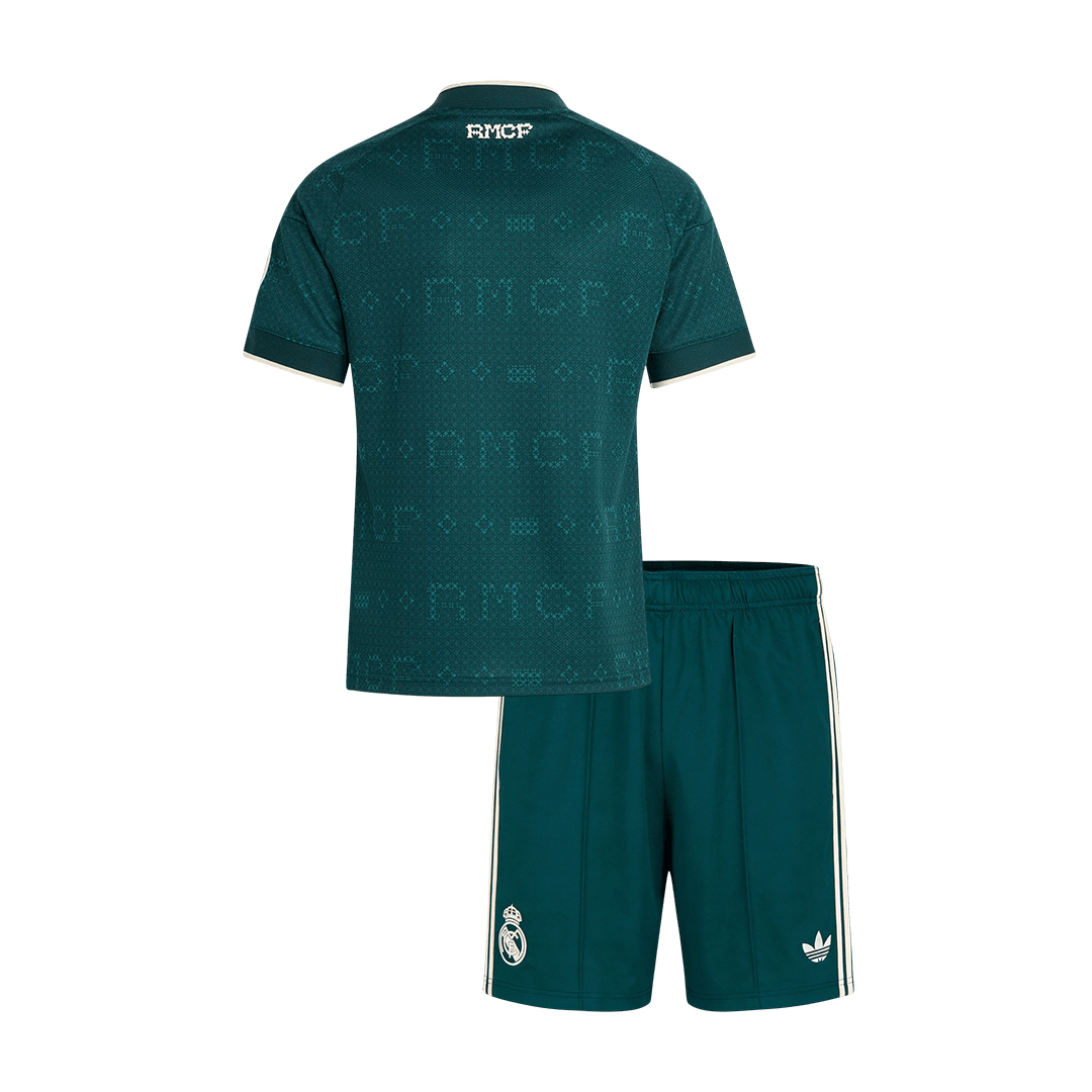 Player Version Kids Real Madrid Away Soccer Jersey Kit (Jersey+Shorts) 2026/27 Green