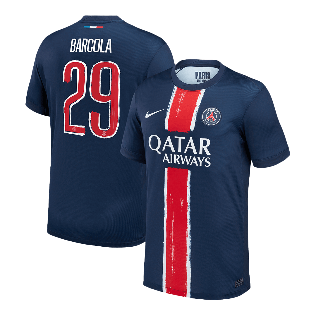 BARCOLA #29 PSG Home Soccer Jersey 2024/25 Navy - UCL