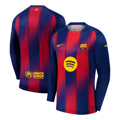 25/26 Barcelona Home Long Sleeve Soccer Jersey Red&Blue