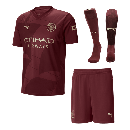 Manchester City Third Away Football Shirt Kit(Shirt+Shorts+Socks) 2024/25 Football Kit UK