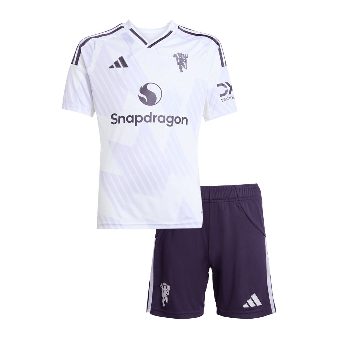 Kid's Manchester United Away Soccer Jersey Kit(Jersey+Shorts) 2025/26 White