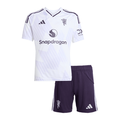 Kid's Manchester United Away Soccer Jersey Kit(Jersey+Shorts) 2025/26 White