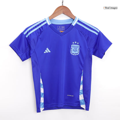 Kid's Argentina Away Soccer Jersey Kit(Jersey+Shorts+Socks) 2024