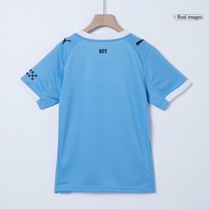 Kid's Manchester City Home Soccer Jersey Kit(Jersey+Shorts+Socks) 2025/26 Blue