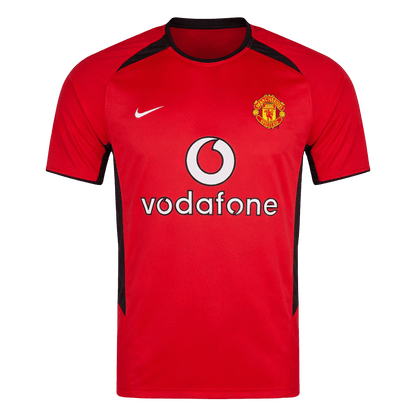 Men Retro Fan Version 02/04 Manchester United Home Soccer Jersey Short Sleeve Red