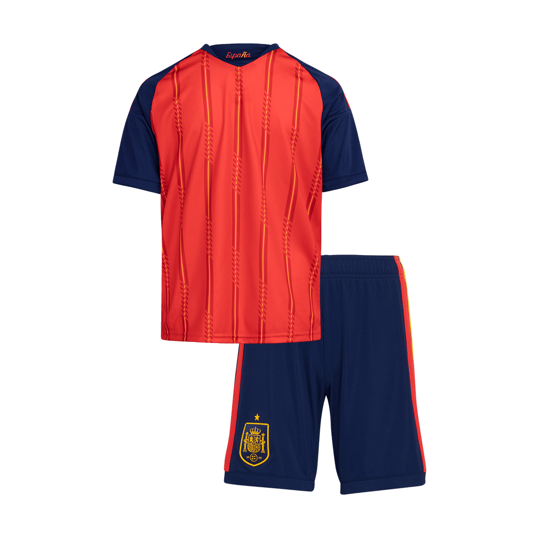 Kid's Spain Champion Edition Home Soccer Jersey Kit(Jersey+Shorts) World Cup 2026 Red