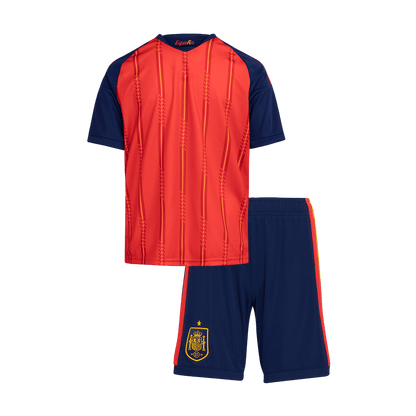 Kid's Spain Champion Edition Home Soccer Jersey Kit(Jersey+Shorts) World Cup 2026 Red