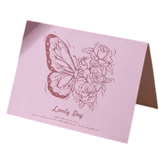 Custom Butterfly Lovely Day Anniversary Card Pink
