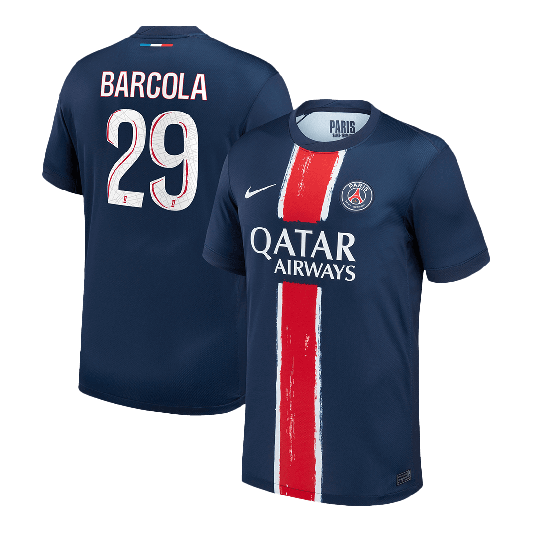 BARCOLA #29 PSG Home Soccer Jersey 2024/25 Navy